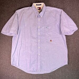 Vintage 90s Tommy Hilfiger Mens XL Button Down Oxford Casual Blue Shirt Menswear